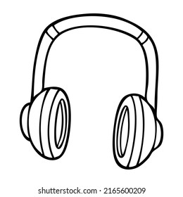 headphone line vector illustration,isolated on white background,top view