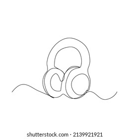 Headphone Linear Art Drawing One Line Stock Vector (Royalty Free ...