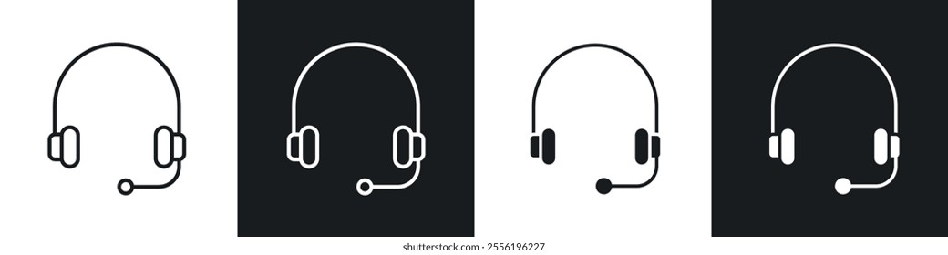 Headphone linear icon set for app, and web design.