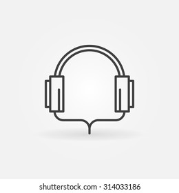 Headphone linear icon - vector thin line music symbol or logo