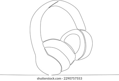 A headphone for listening to music. World music day one-line drawing