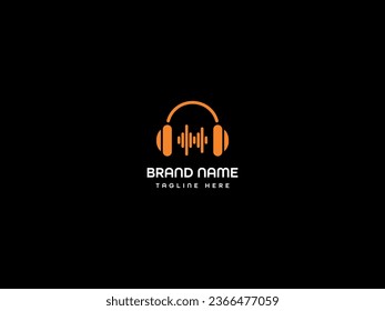 Headphone logo business monogram vector