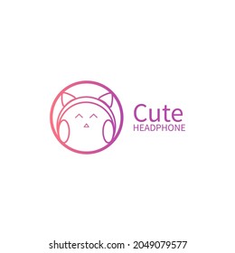 headphone logo with cute and funny characters. can be used for various purposes, it can be for a business logo, it can be used as a gamer logo, you can also edit and add items after downloading it.