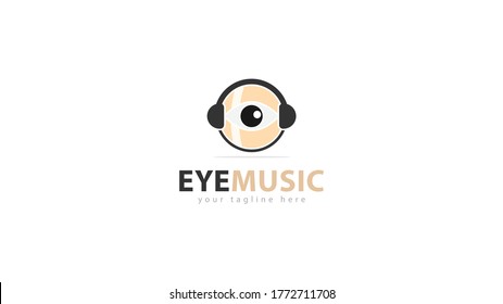 Headphone logo design combined with eyeballs. vector