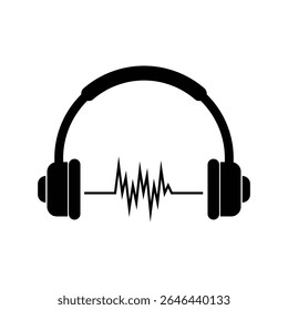 headphone logo design concept with sound wave