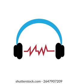headphone logo icon illustration flat