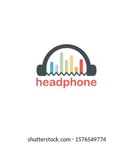 Headphone Logo Icon with pulse spectrum inside