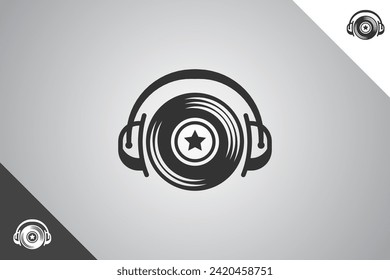 Headphone logo. Minimal and modern logotype. Perfect logo for business related to band, musicians and singers industry. Isolated background. Vector eps 10.