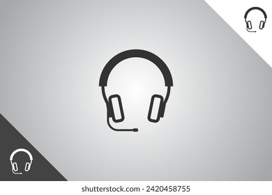 Headphone logo. Minimal and modern logotype. Perfect logo for business related to band, musicians and singers industry. Isolated background. Vector eps 10.