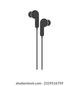 Headphone Logo, Music Listening Device Vector, Elegant Minimalist Simple Design, Silhouette Icon Illustration