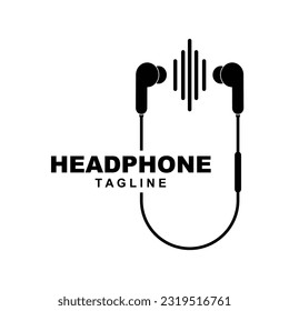 Headphone Logo, Music Listening Device Vector, Elegant Minimalist Simple Design, Silhouette Icon Illustration