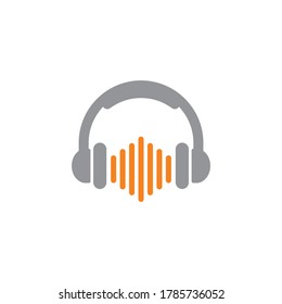 logotipo de auriculares, vector de logotipo de música
