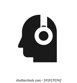 Headphone Logo Person Listening an Audio Symbol