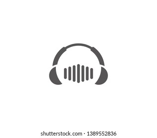 Headphone logo sound dj vector 