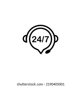 El logotipo de audífono o el icono de asistencia con 24 horas en el medio se pueden utilizar para empresas, iconos y más.