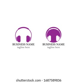 Headphone logo template vector icon illustration