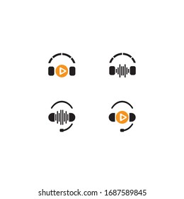 Headphone logo template vector icon illustration