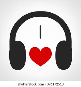 headphone logo vector. i love music.