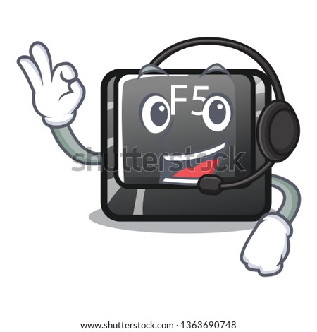 With headphone longest F5 button on cartoon keyboard