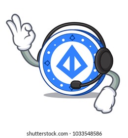 With headphone loopring coin mascot cartoon