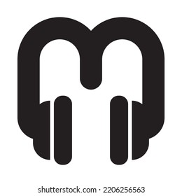 Headphone M logo, music logo Vector illustration