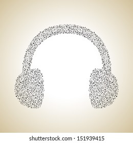 Headphone made from musical notes, musical concept can be use as poster, flyer or banner for musical concert and parties. 