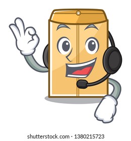 With headphone mailer envelope isolated in the cartoon
