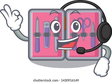With headphone manicure kit in the character shape
