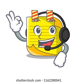With headphone mascot note paper with bookmark