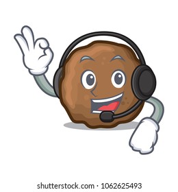 Headphone meatball mascot cartoon style