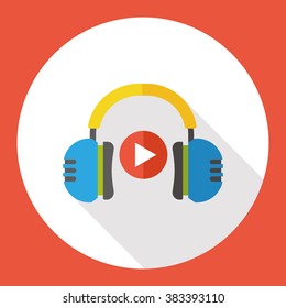 headphone media flat icon