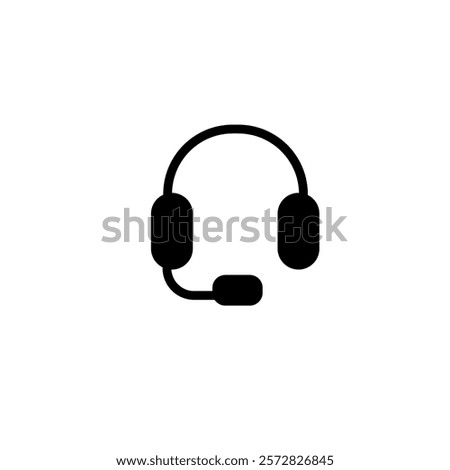 Headphone with mic icon simple vector, black filled, device icon. Simple and minimalist vector icon