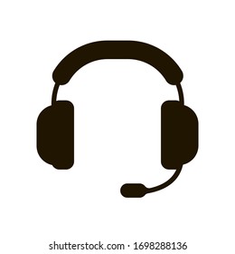 Auriculares con ícono de micrófono en estilo plano moderno aislado. Eps 10.