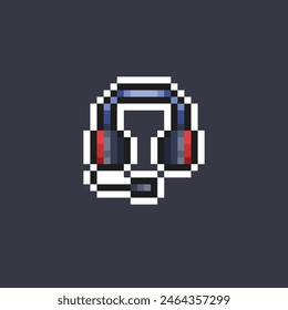auriculares con micrófono en estilo pixel art