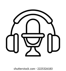Headphone And Mic, Podcast Icon Logo Design Vector Template Illustration Sign And Symbol Pixels Perfect