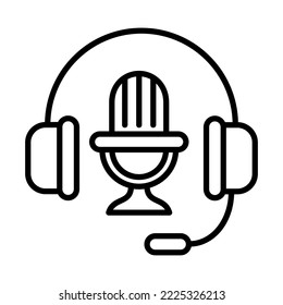 Headphone And Mic, Podcast Icon Logo Design Vector Template Illustration Sign And Symbol Pixels Perfect