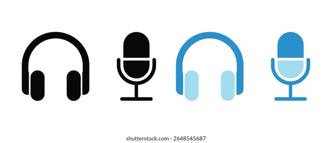 Headphone, microphone, audio icon vector isolated on white background
