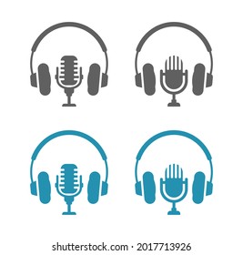 headphone and microphone icon isolated on white background