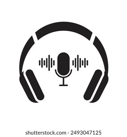 Headphone and microphone  Icon on White Background Vector
