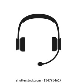 Headphone with microphone icon sign – vector