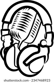 Headphone and microphone icon vector