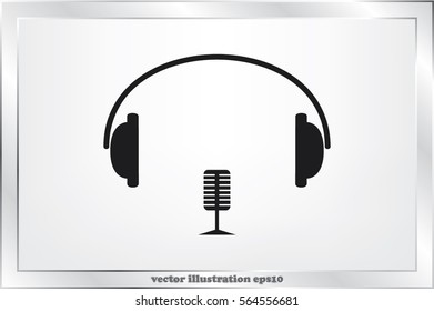 headphone and microphone icon vector illustration eps10.