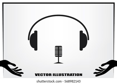 headphone and microphone icon vector illustration eps10.