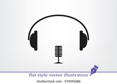headphone and microphone icon vector illustration.