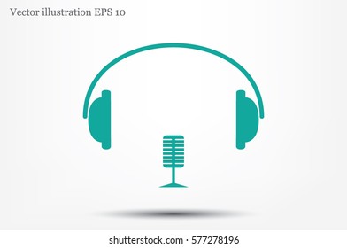 headphone and microphone icon vector illustration.