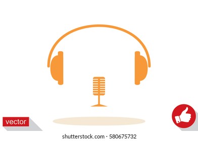 headphone and microphone icon vector illustration eps10.
