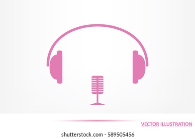 headphone and microphone icon vector illustration eps10.