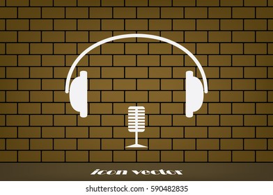 headphone and microphone icon vector illustration.