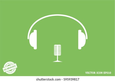 headphone and microphone icon vector illustration eps10.