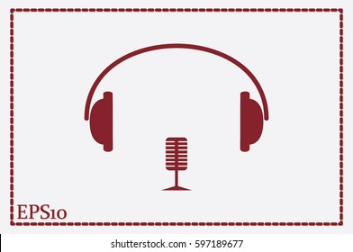 headphone and microphone icon vector illustration eps10.